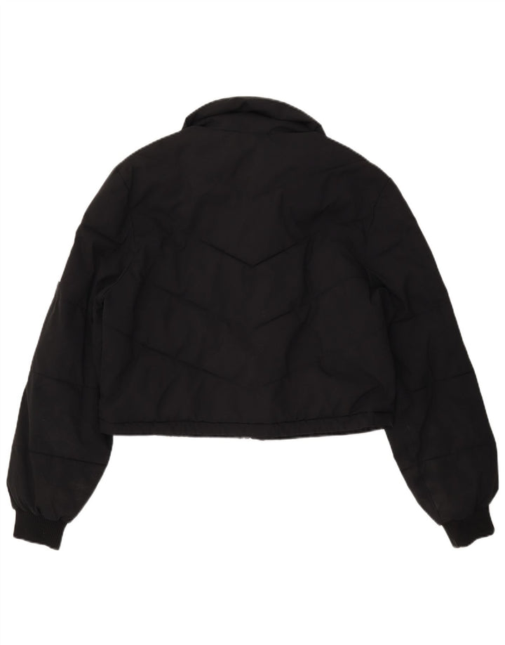 TRUE RELIGION Damen Crop Wattierte Jacke UK 16 Large Schwarz Polyester