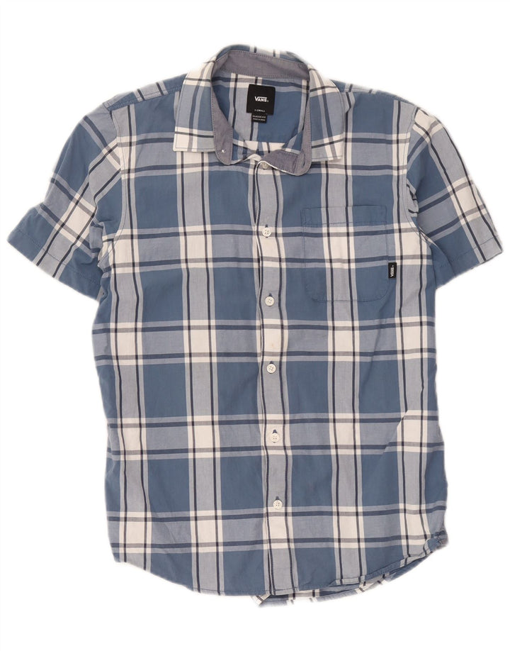 Vans Herren Kurzarm-Hemd mit klassischer Passform, XS, blau kariert