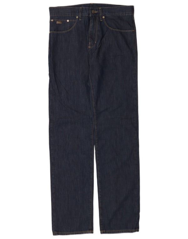 Hugo Boss Herren Straight Jeans W31 L34 Marineblaue Baumwolle