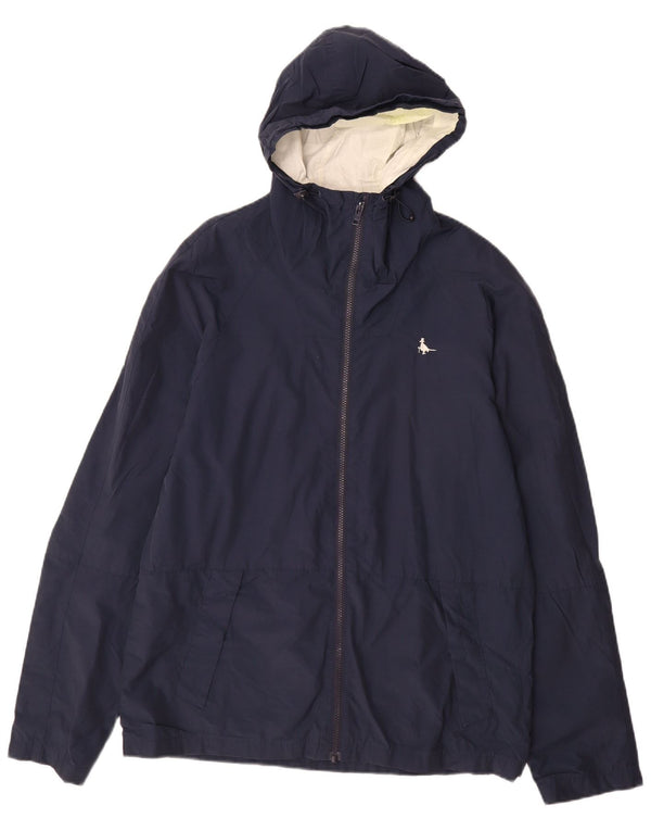 Jack Wills Herren-Regenjacke mit Kapuze, UK 40, Größe L, marineblau, Baumwolle