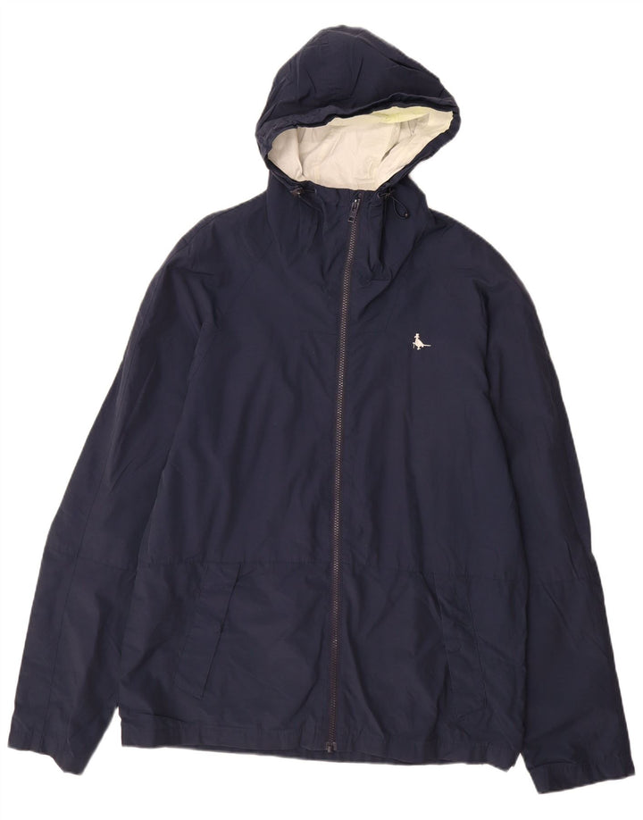 Jack Wills Herren-Regenjacke mit Kapuze, UK 40, Größe L, marineblau, Baumwolle