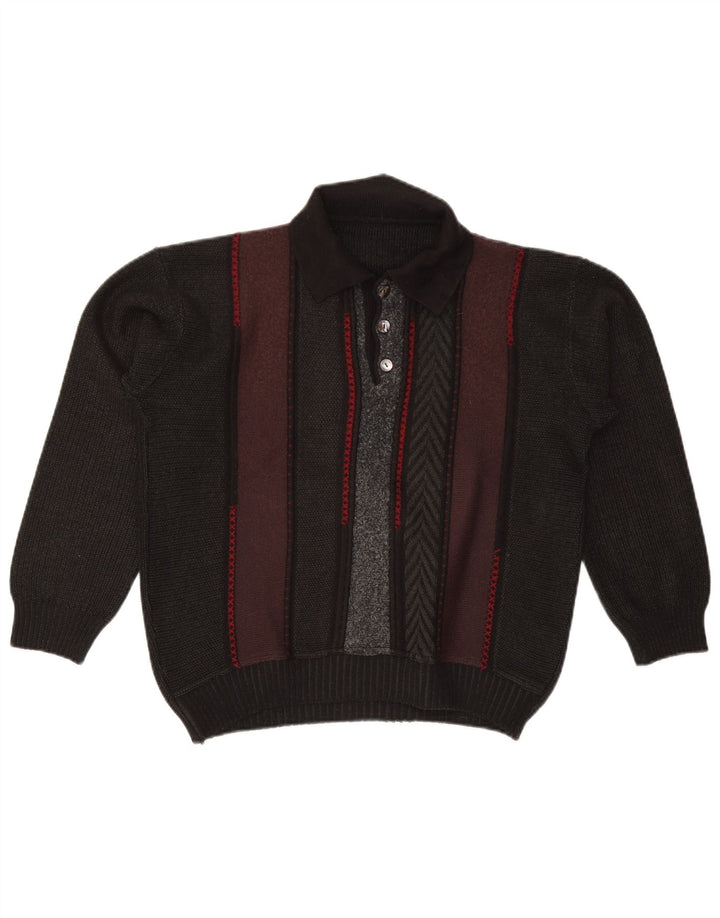 Vintage Herren-Pullover mit Rollkragen, Mittelschwarz, Farbblock