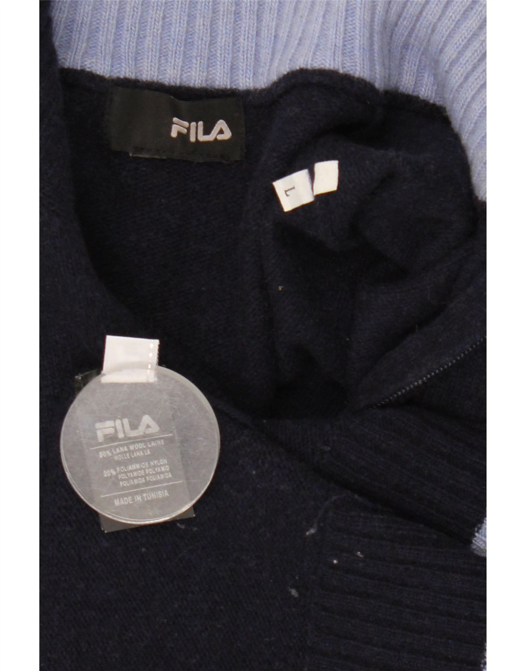 Fila Herren-Pullover mit Reißverschluss am Hals, große marineblaue Wolle