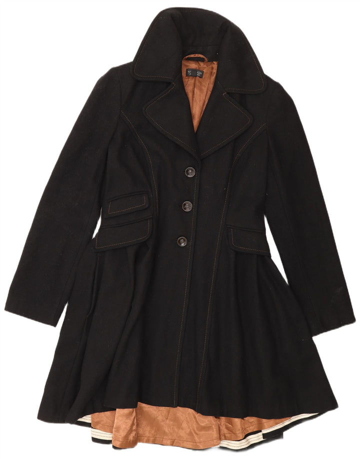 Topshop Damen-Prinzessinnenmantel UK 12 Mittelschwarze Wolle