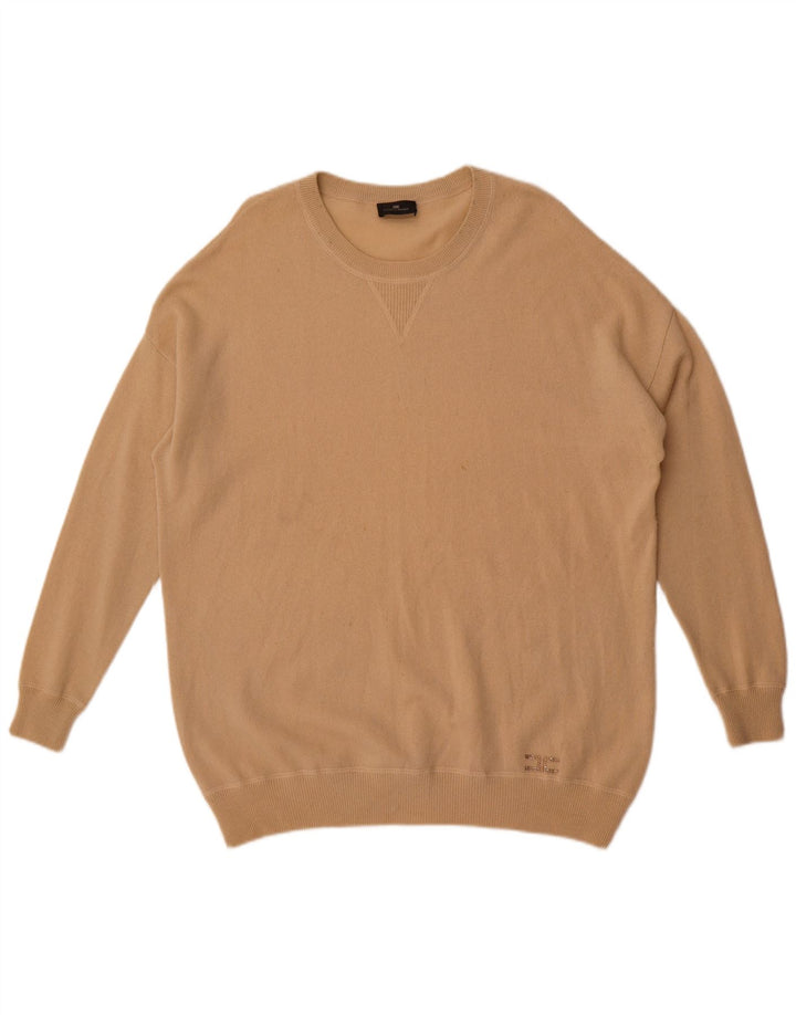 Elisabetta Franchi Damen Pullover mit Rundhalsausschnitt IT 40 Small Beige