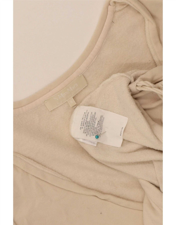 Max Mara Damen Top Langarm UK 10 Small Beige Baumwolle