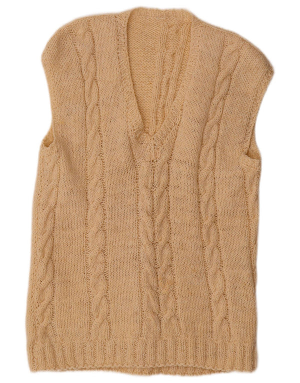 VINTAGE Damen Weste Tank Top UK 18 XL Beige