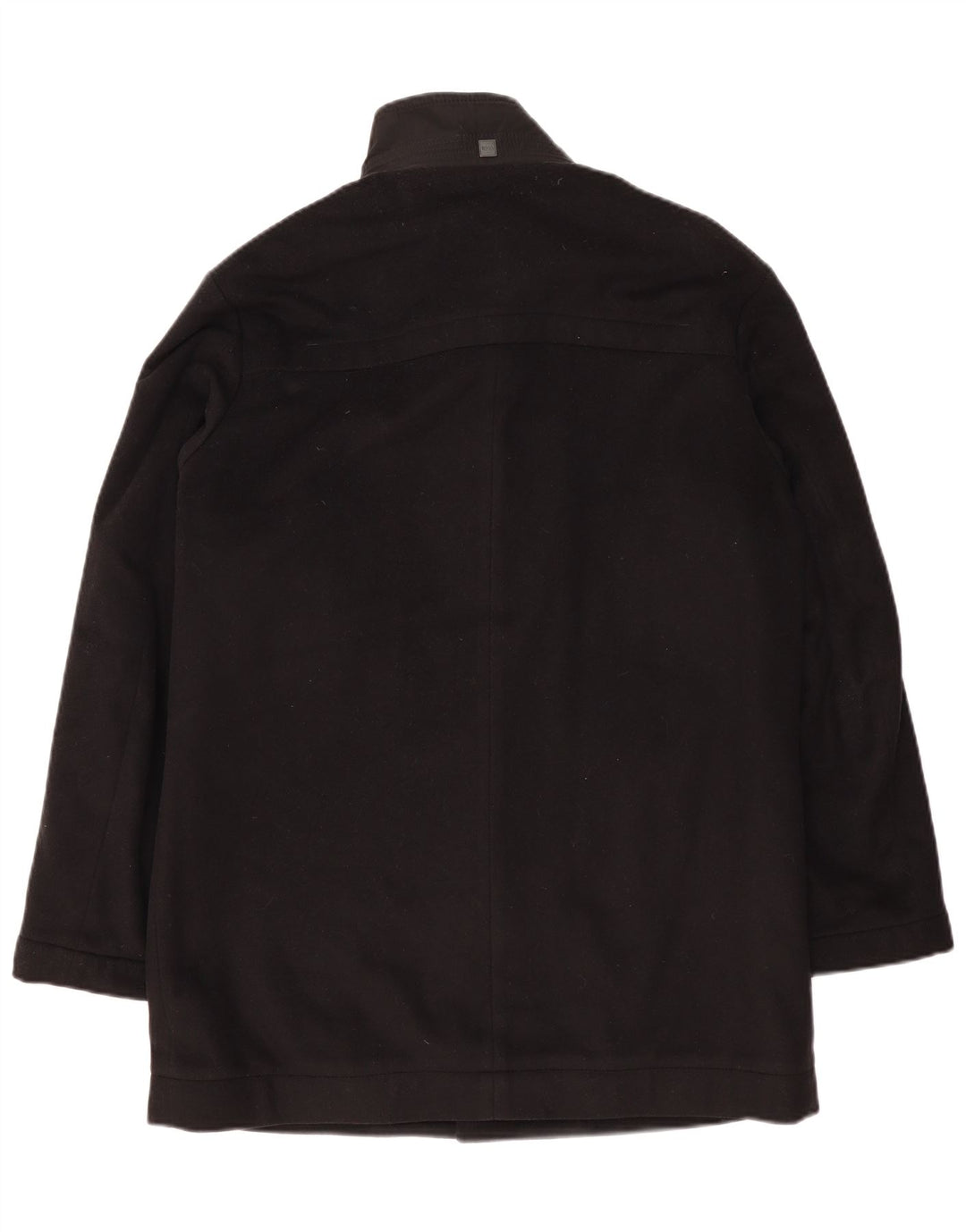 Hugo Boss Herrenmantel EU 48 Mittelschwarze Wolle