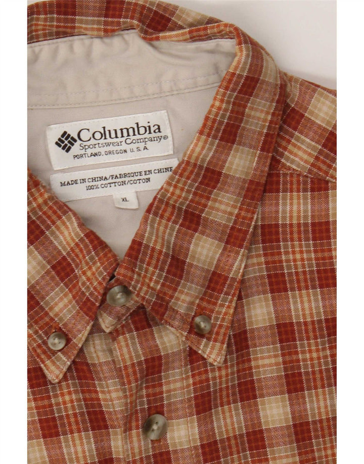 Columbia Herren-Flanellhemd XL, orangefarbene Karo-Baumwolle