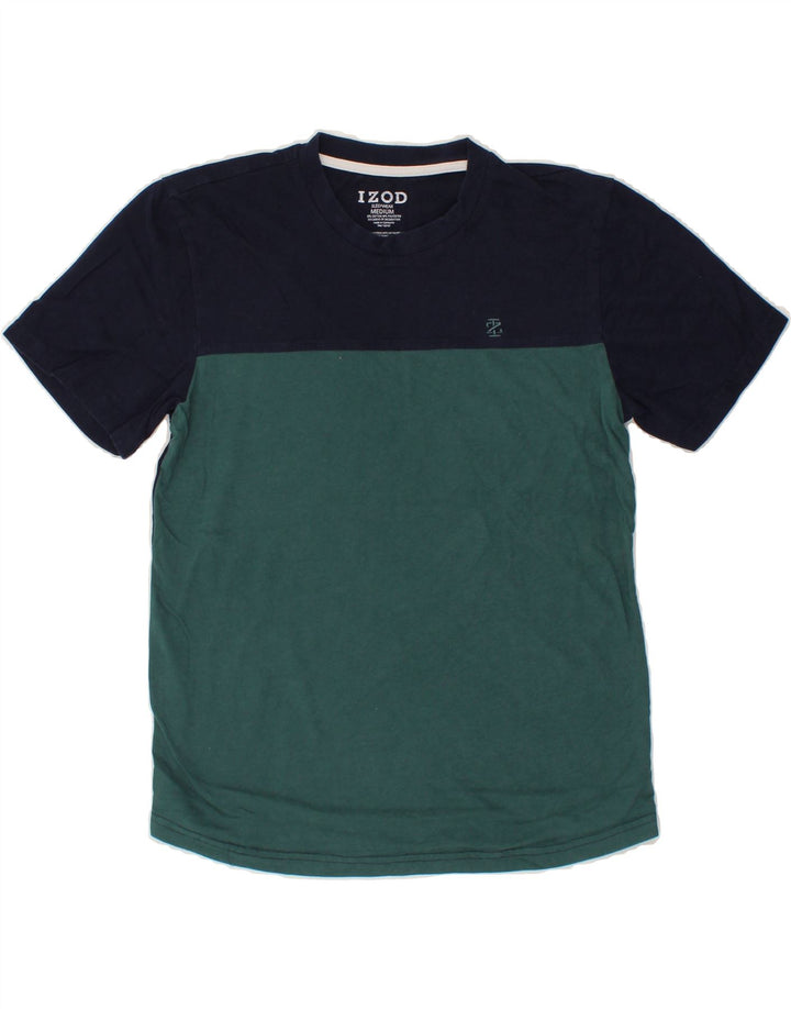 IZOD Mens T-Shirt Top Medium Navy Blue Colourblock Cotton Vintage Izod and Second-Hand Izod from Messina Hembry 