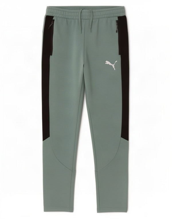 Puma Herren-Trainingshose aus mittelgrüner Colourblock-Baumwolle