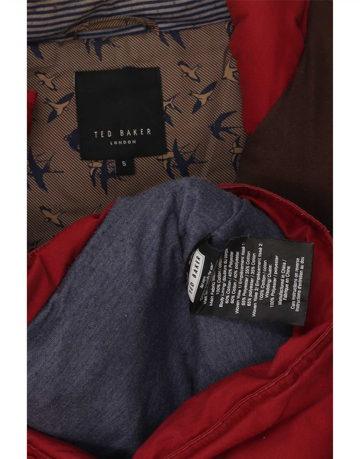 Gepolsterte Herrenweste von Ted Baker, Größe 5, XL, rote Farbblock-Baumwolle