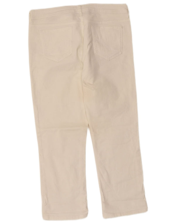 Fat Face Damen-Cropped-Jeans, UK 14, Größe L, W34, L24, weiße Baumwolle