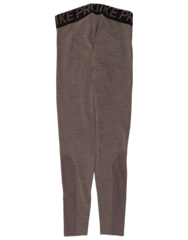 Nike Damen Dri Fit Graphic Leggings UK 12 Mittelgrau Farbblock