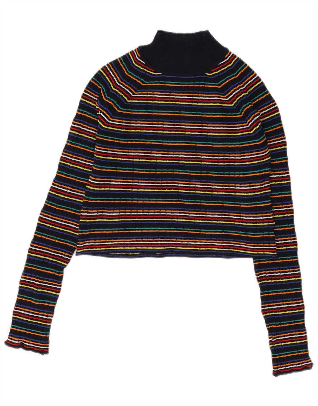 Zara Damen-Pullover mit Rollkragen, Größe M, mehrfarbig, gestreift, UK 12