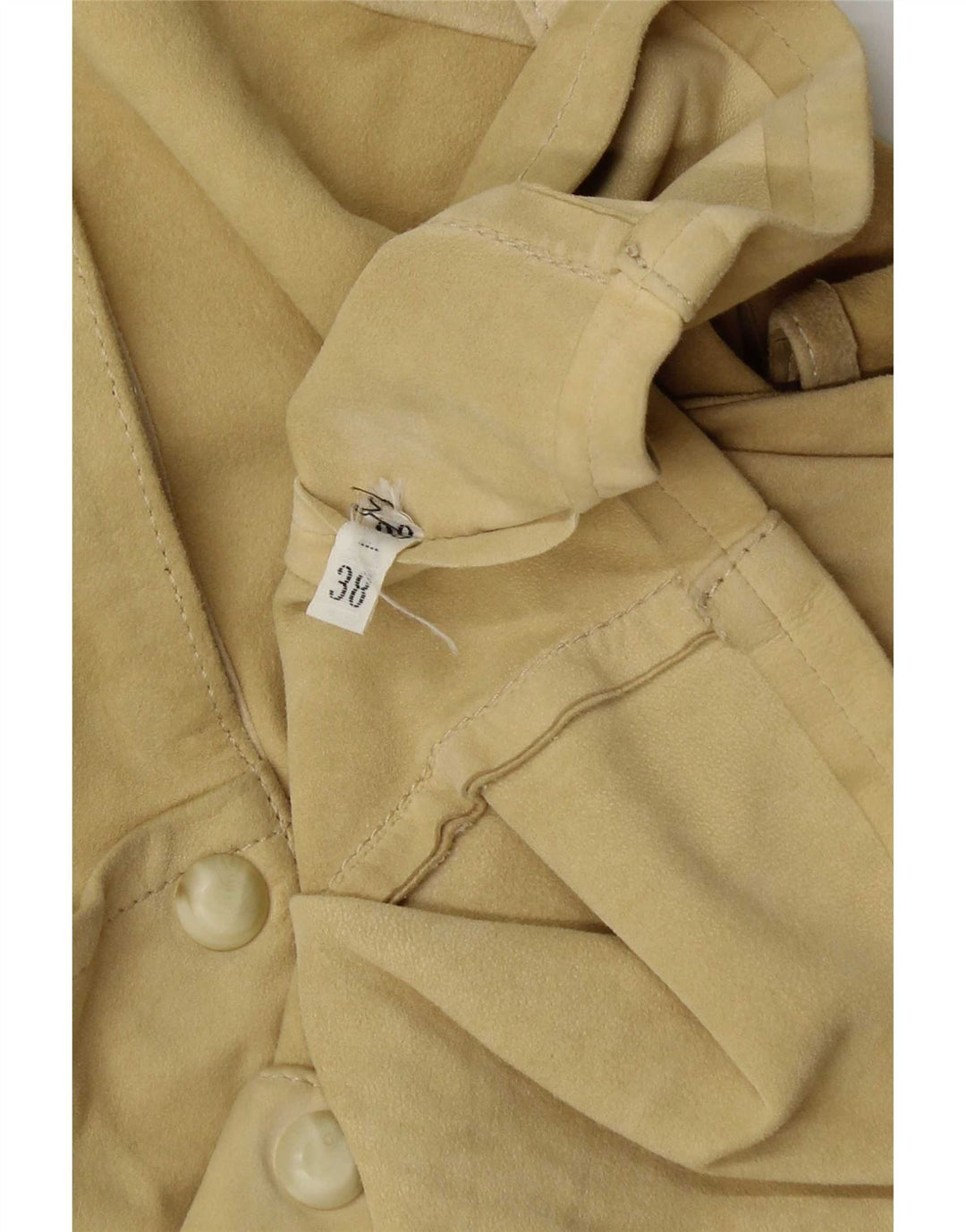 Vintage Damen-Blusenoberteil aus Wildleder mit 3/4-Ärmeln, übergroß, EU 38, Mittelgelb