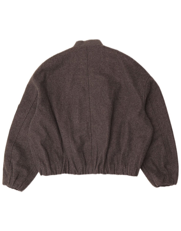 Zara Damen Übergroße Bomberjacke UK 6 2XS Graues Polyester