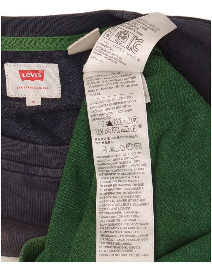 Levi's Herren-Sweatshirt mit grafischem Motiv, Größe S, Grün, Colourblock-Baumwolle