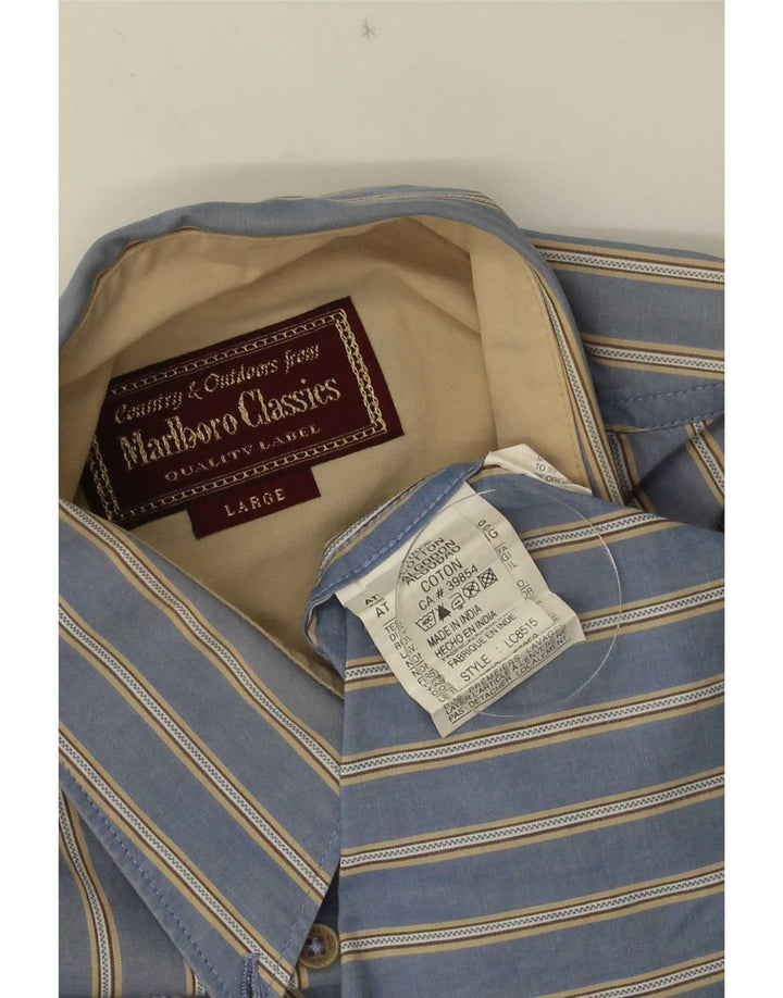Marlboro Classics Herrenhemd, groß, blau gestreift, Baumwolle