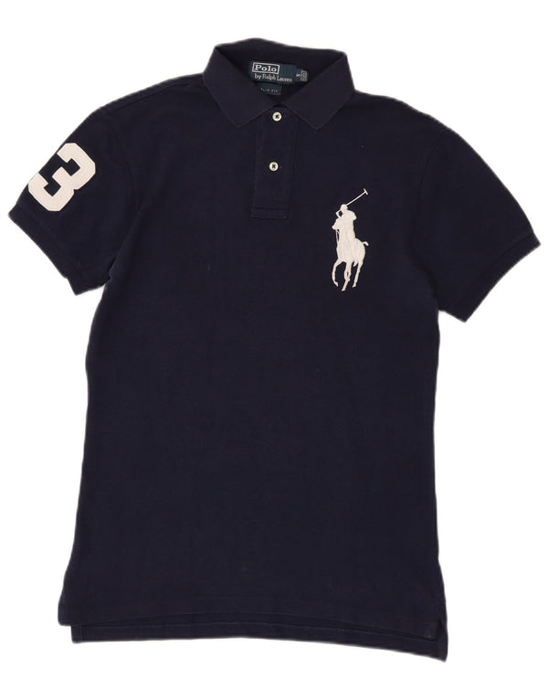POLO RALPH LAUREN Grafisches Slim-Fit-Poloshirt für Herren, Größe S, Marineblau, Baumwolle