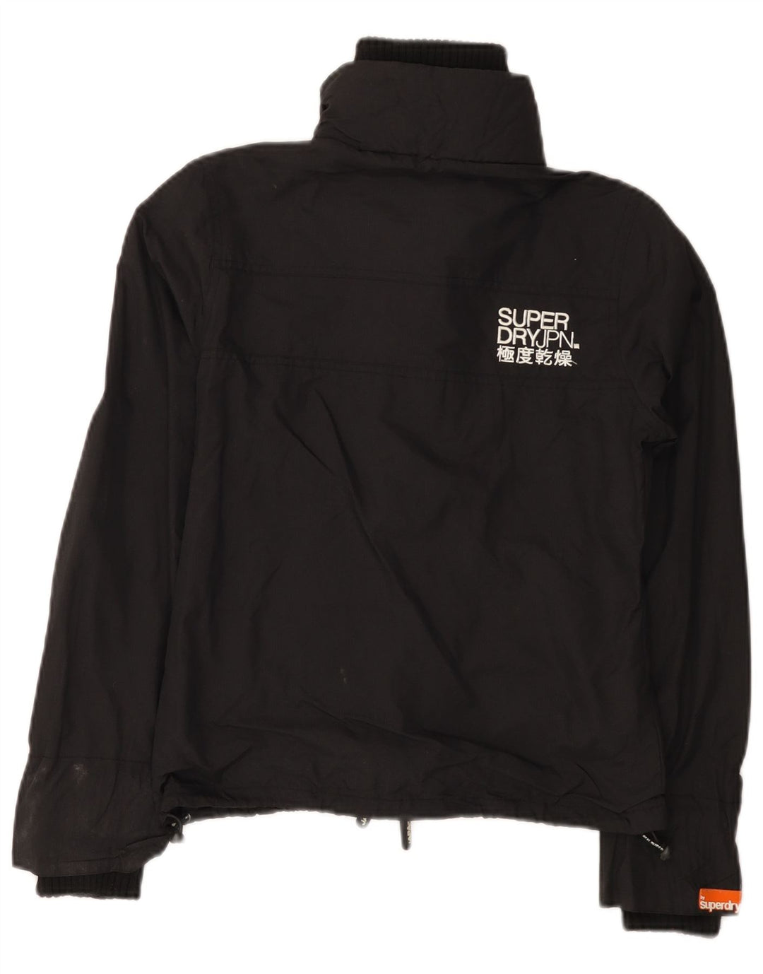 Superdry Damen-Regenjacke mit Grafik, UK 6 XS, schwarzes Nylon