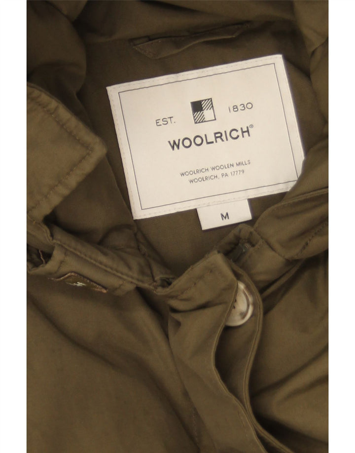 Woolrich Damen-Parkajacke mit Kapuze, UK 14, mittlere Khaki-Baumwolle