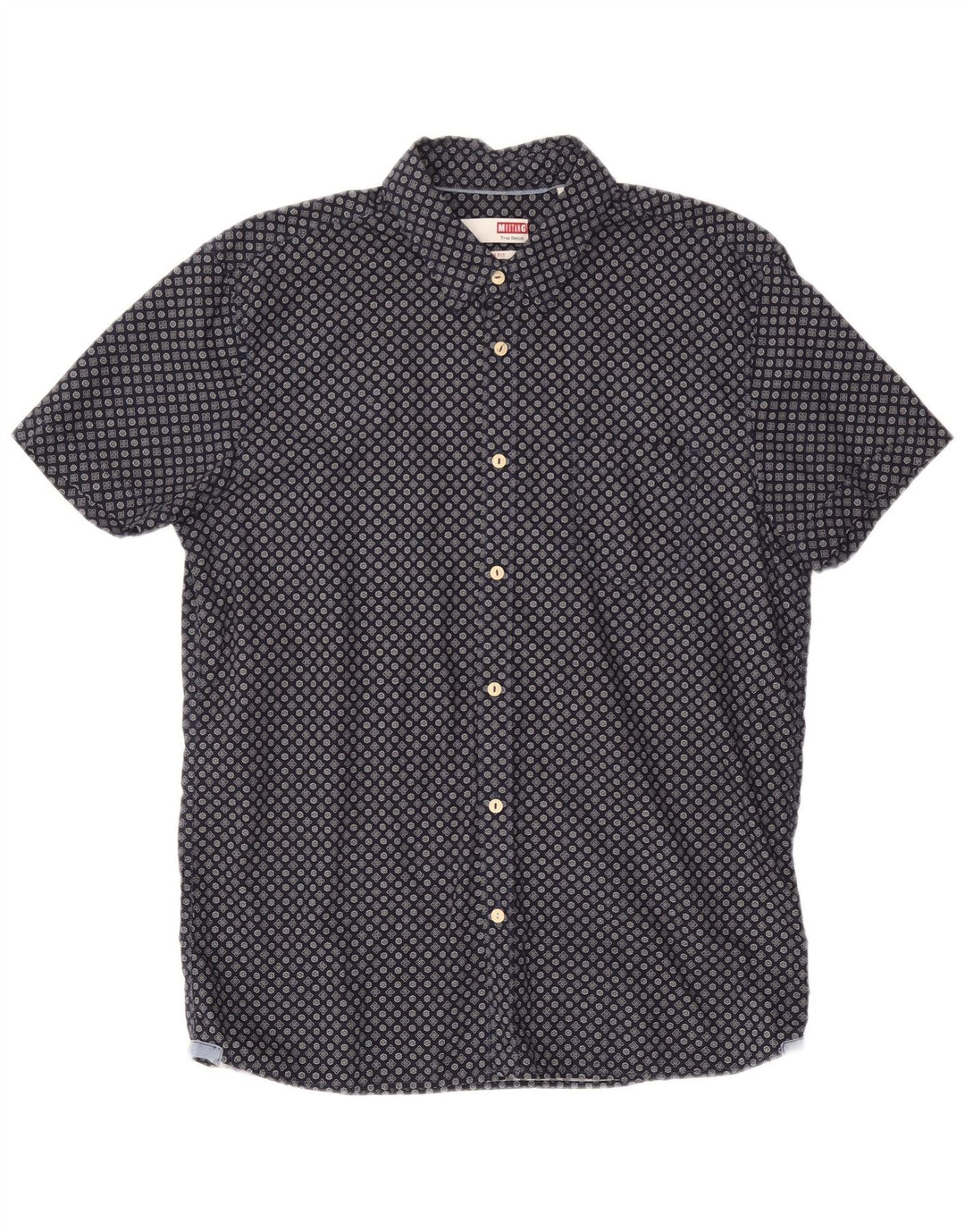 MUSTANG Herren-Hemd, schmale Passform, kurzärmelig, groß, marineblau, geblümt, Baumwolle