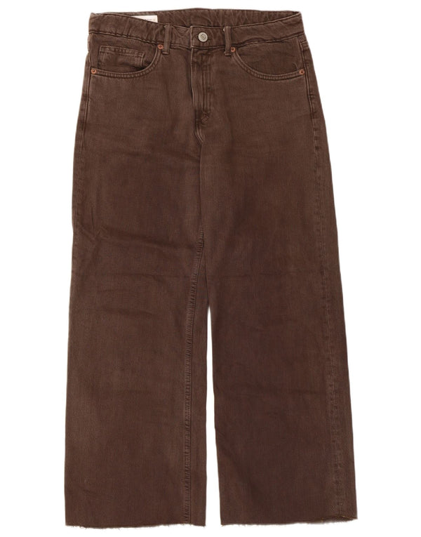 Zara Damen-Jeans mit weitem Bein, EU 36, XS, B26, L26, braune Baumwolle