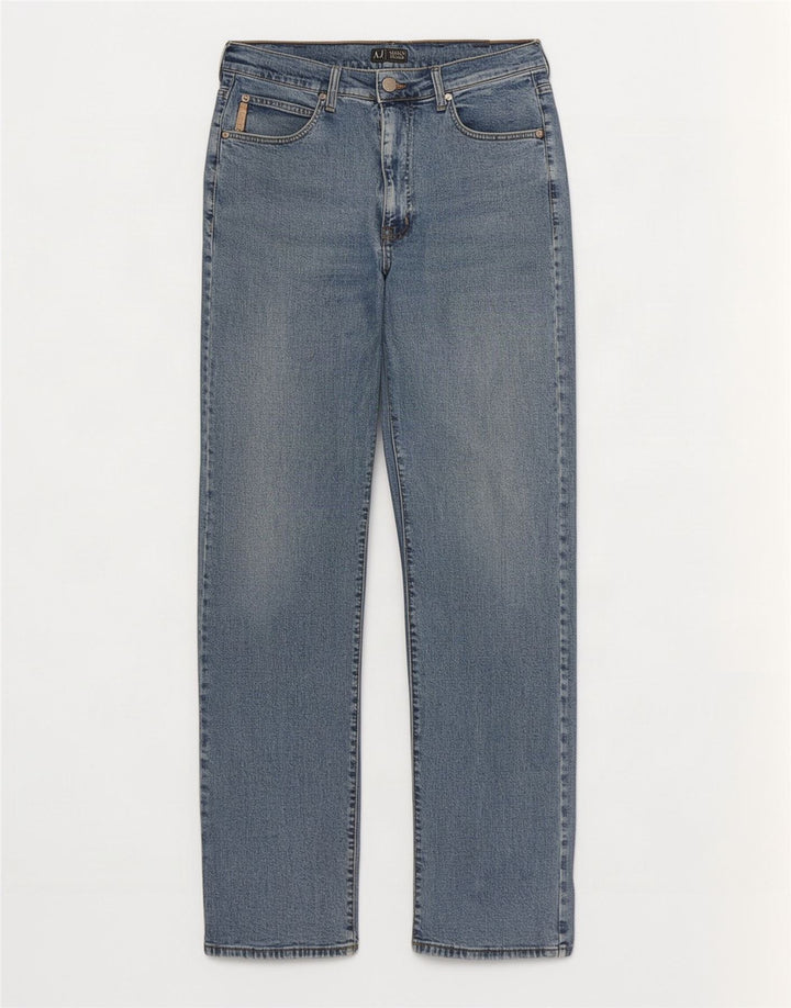 Armani Herren Straight Jeans W32 L32 Blaue Baumwolle