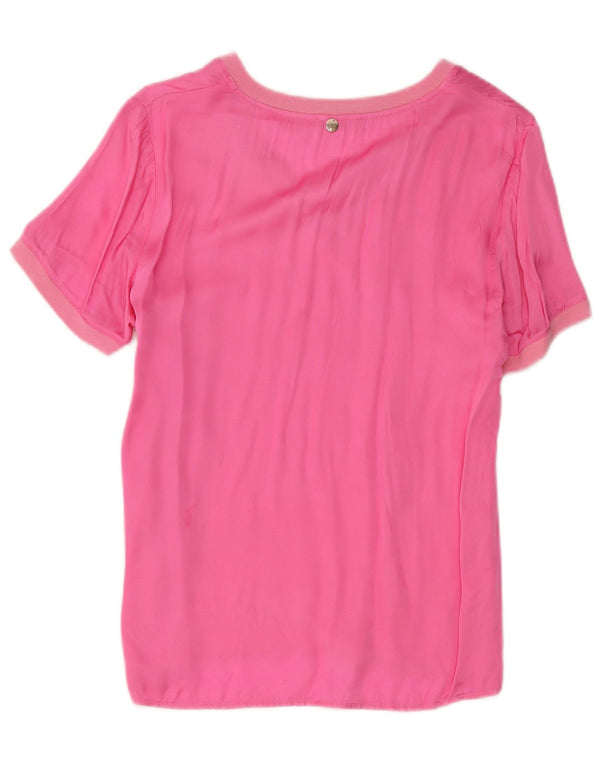 Liu Jo Damen Blusenoberteil UK 10 Small Rosa Baumwolle