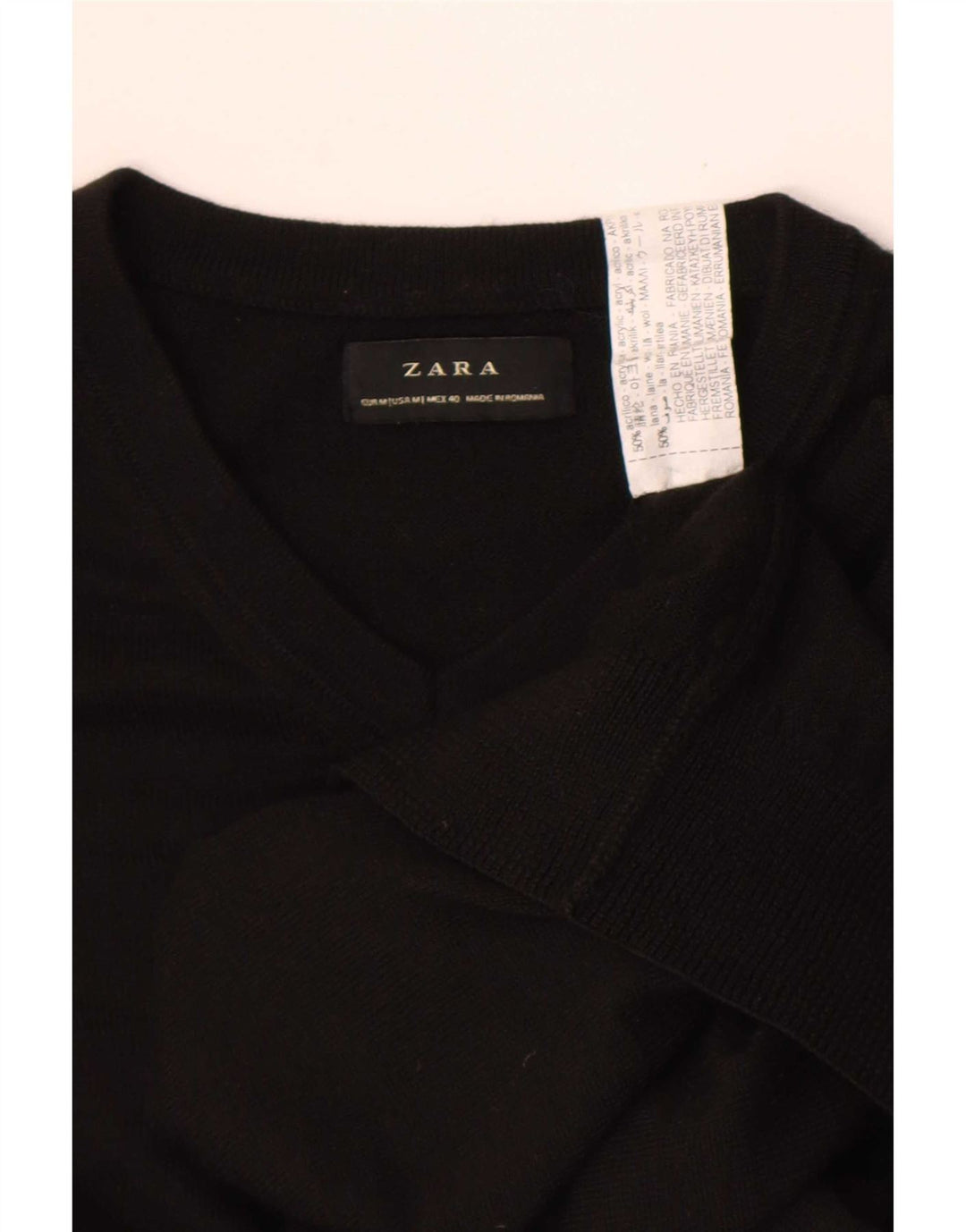 Zara Herren Weste Tank Top Medium Schwarz Acryl