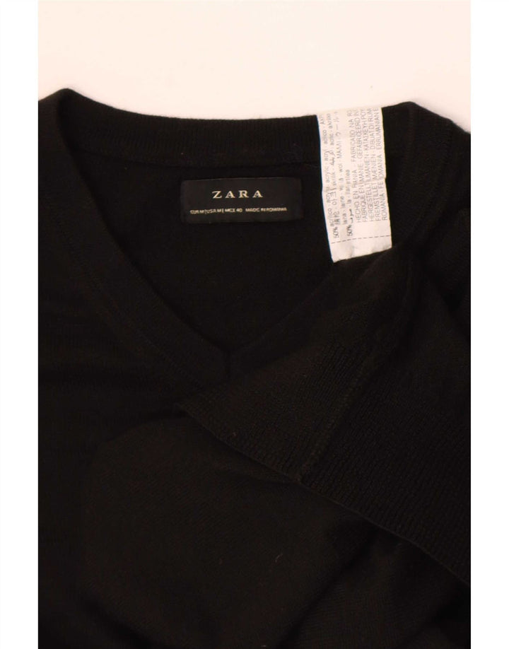 Zara Herren Weste Tank Top Medium Schwarz Acryl
