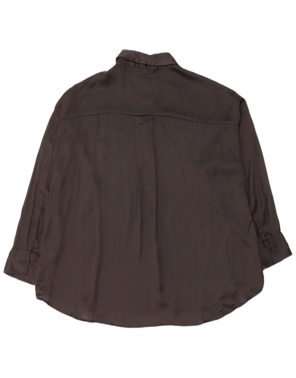 Übergroße Hemdbluse für Damen von Zara, Gr. 10, Größe S, Schwarz, Polyester