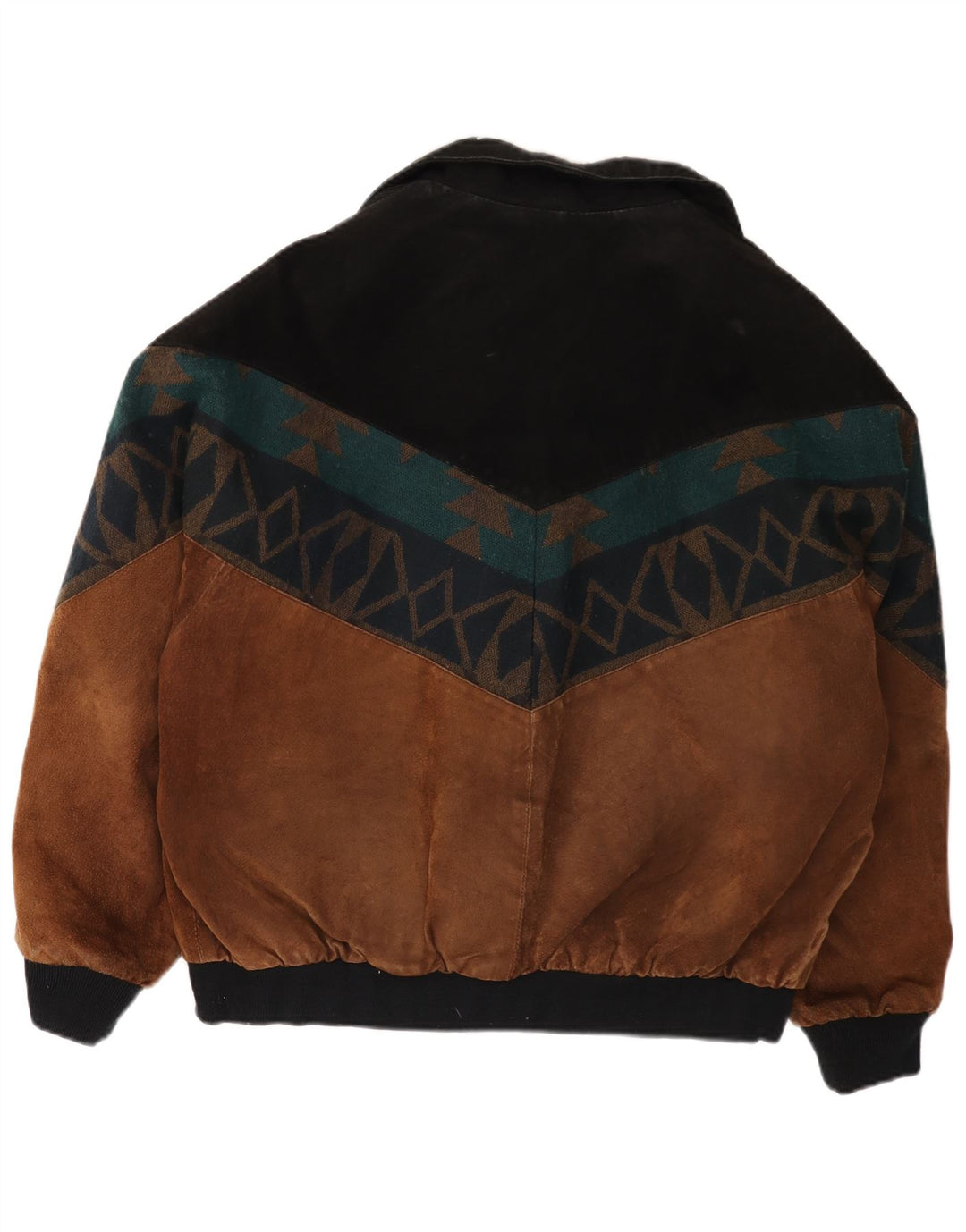 VINTAGE Herren Wildlederjacke UK 42 XL Braunes Colourblock-Leder