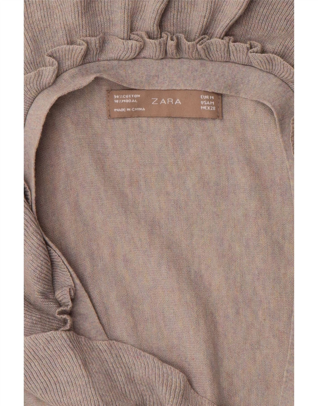 Zara Damen-Cardigan-Top in Übergröße mit Rüschen vorne, UK-Gr. 14, Mittelgrau