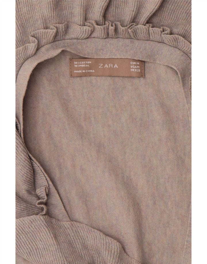 Zara Damen-Cardigan-Top in Übergröße mit Rüschen vorne, UK-Gr. 14, Mittelgrau