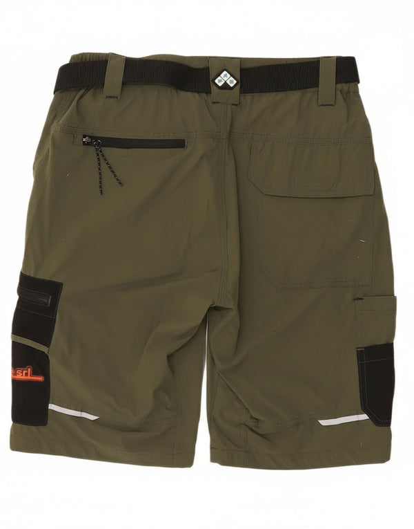 Vintage Herren Cargo-Shorts mit Grafik, Größe L, W34, Khaki, Farbblock
