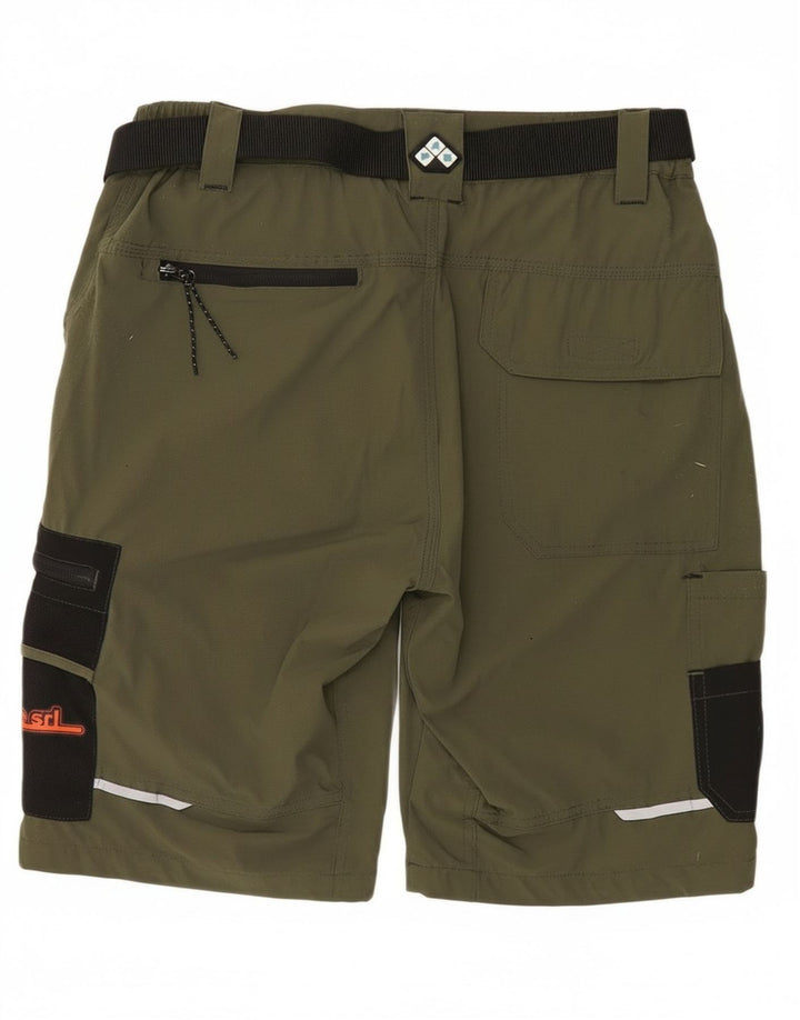 Vintage Herren Cargo-Shorts mit Grafik, Größe L, W34, Khaki, Farbblock