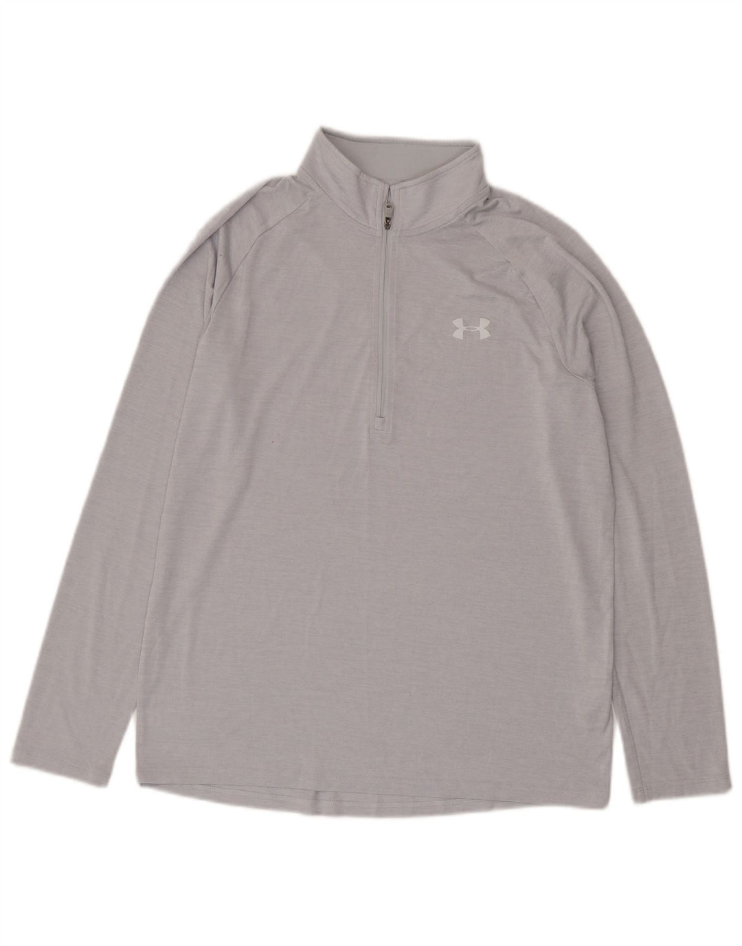 Under Armour Herren-Trainingsanzug-Oberteil mit Reißverschluss und Pullover aus mittelgrauem Polyester