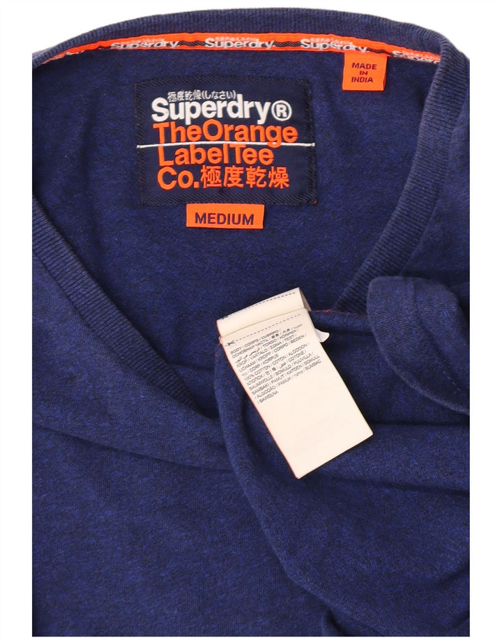 Superdry Herren-Langarmoberteil aus mittelblau gefleckter Baumwolle