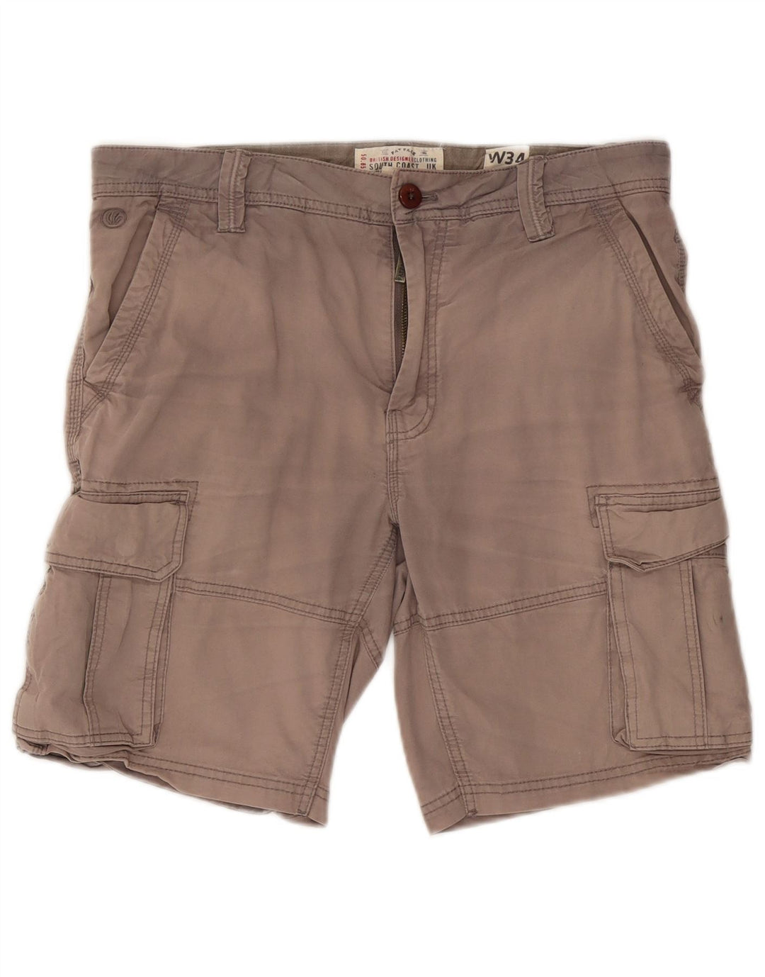 Fat Face Herren-Cargo-Shorts, W34, Größe L, Grau, Baumwolle