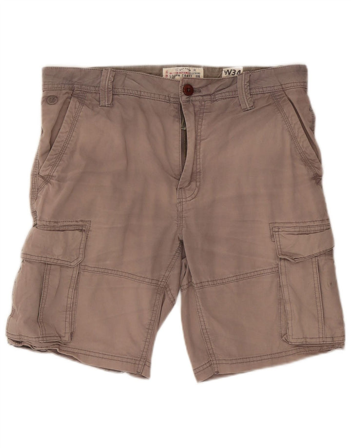 Fat Face Herren-Cargo-Shorts, W34, Größe L, Grau, Baumwolle