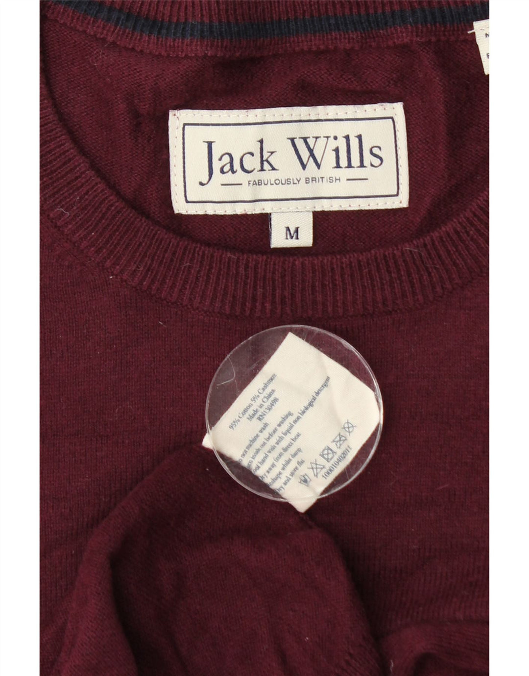 Jack Wills Herren-Pullover mit Rundhalsausschnitt, mittlerer burgunderroter Baumwolle