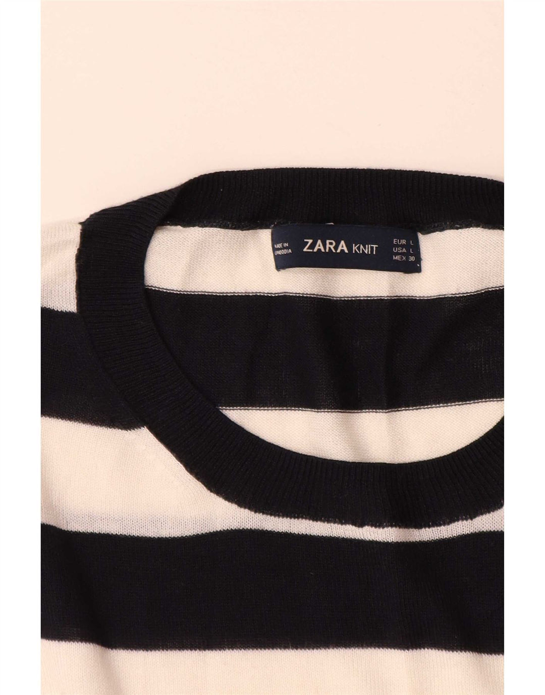 Zara Damen-Pullover mit Rundhalsausschnitt, Gr. 42, groß, mehrfarbig, gestreift