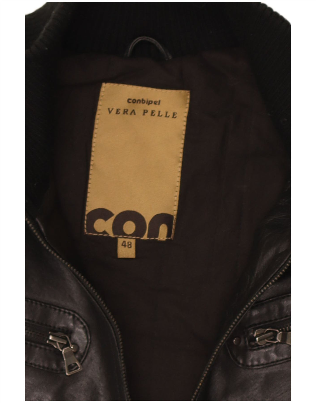 Conbipel Damen Crop Lederjacke IT 48 XL Schwarz