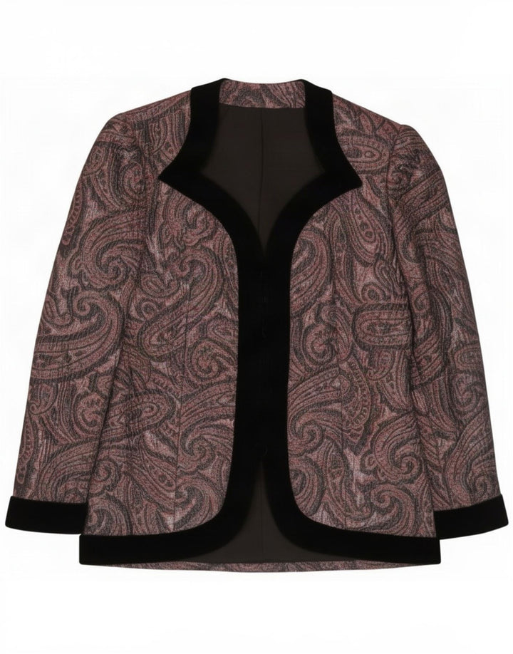 Vintage Damen offene Blazerjacke UK 14 Mittellila Paisley