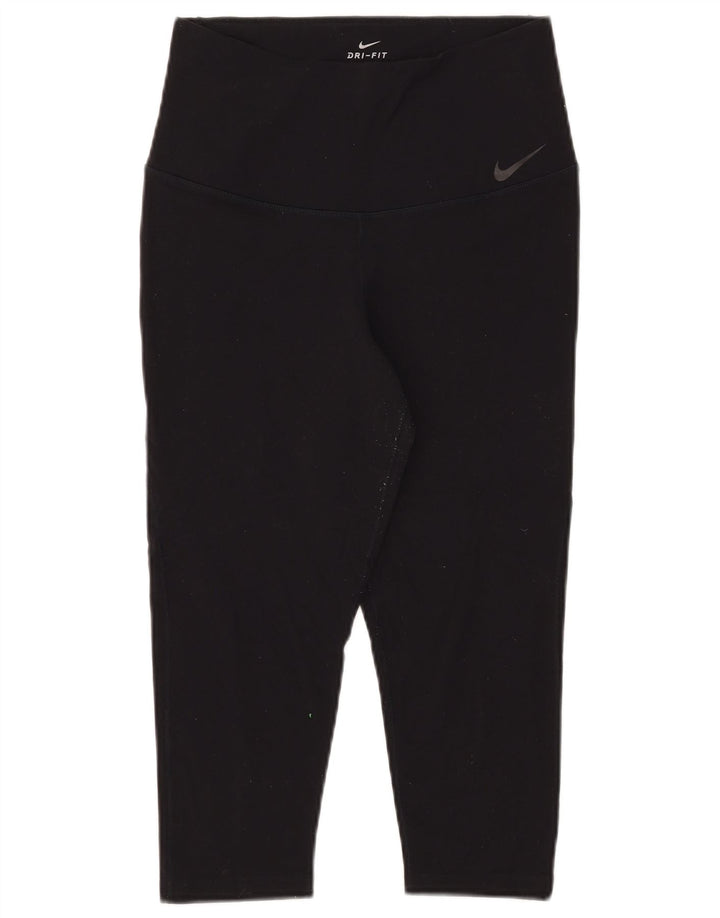 Nike Damen Dri Fit Capri Leggings UK 14 Large Schwarz Nylon