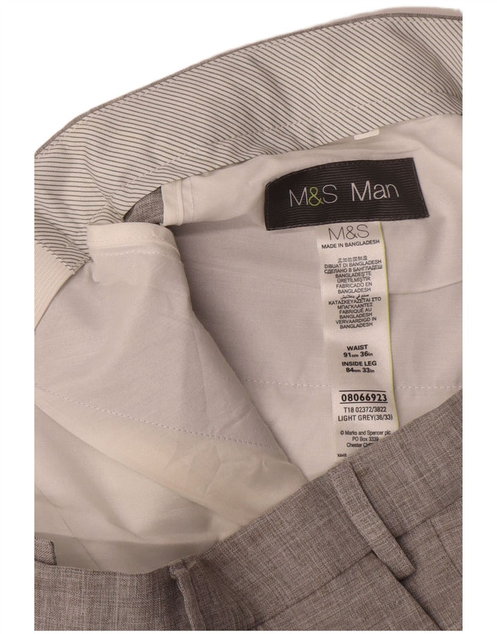 Gerade Herren-Anzughose von Marks & Spencer, W36, L33, grau, Polyester