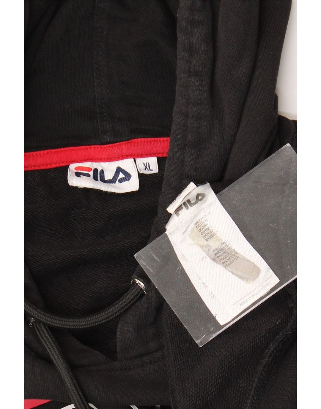 FILA Damen Crop Graphic Hoodie Pullover UK 18 XL Schwarz Colourblock Baumwolle