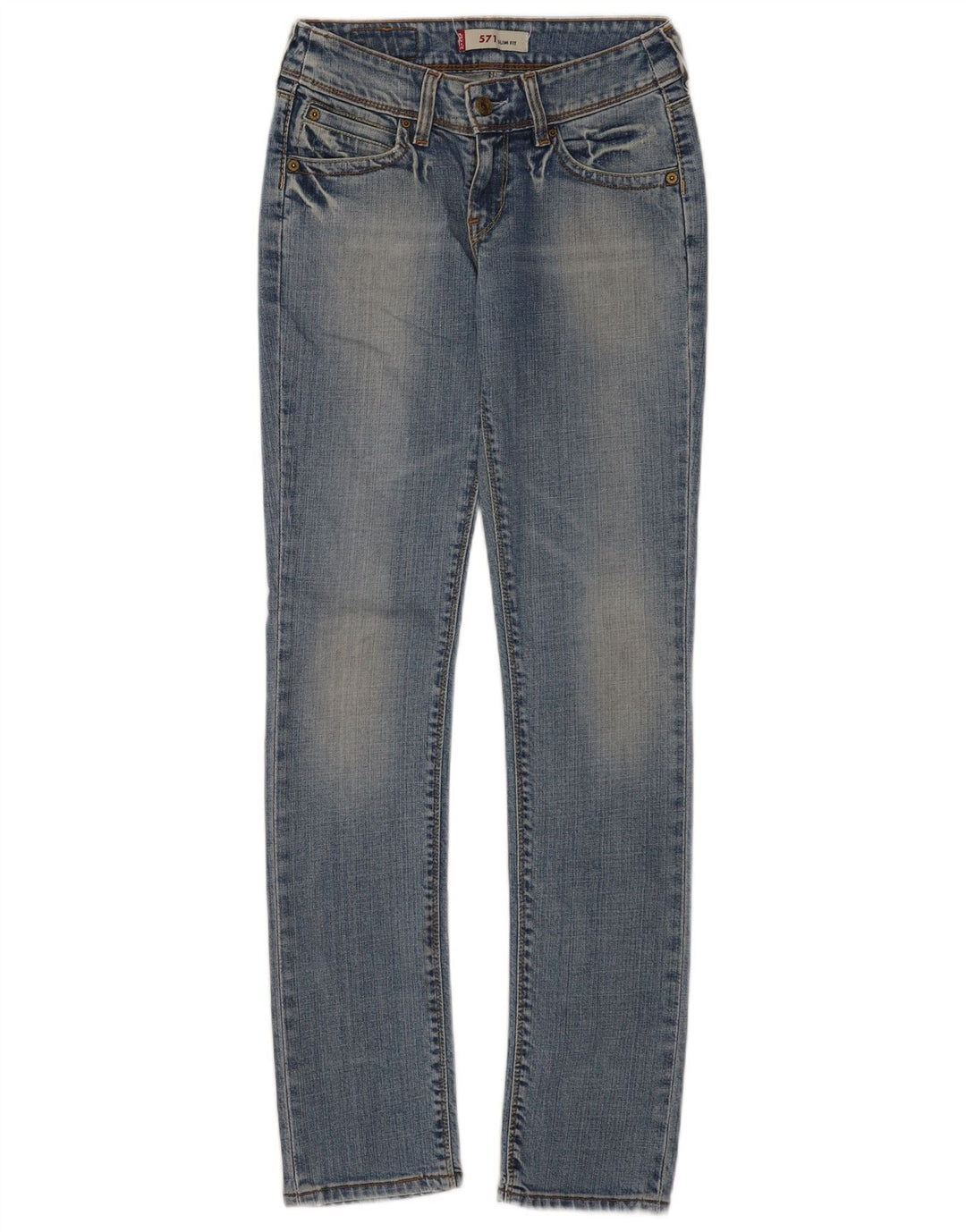 Levi's Damen 571 Slim Jeans W28 L34 Blaue Baumwolle